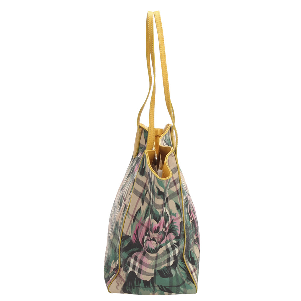 

Burberry Brown House Check Floral PVC Travel Bag, Beige