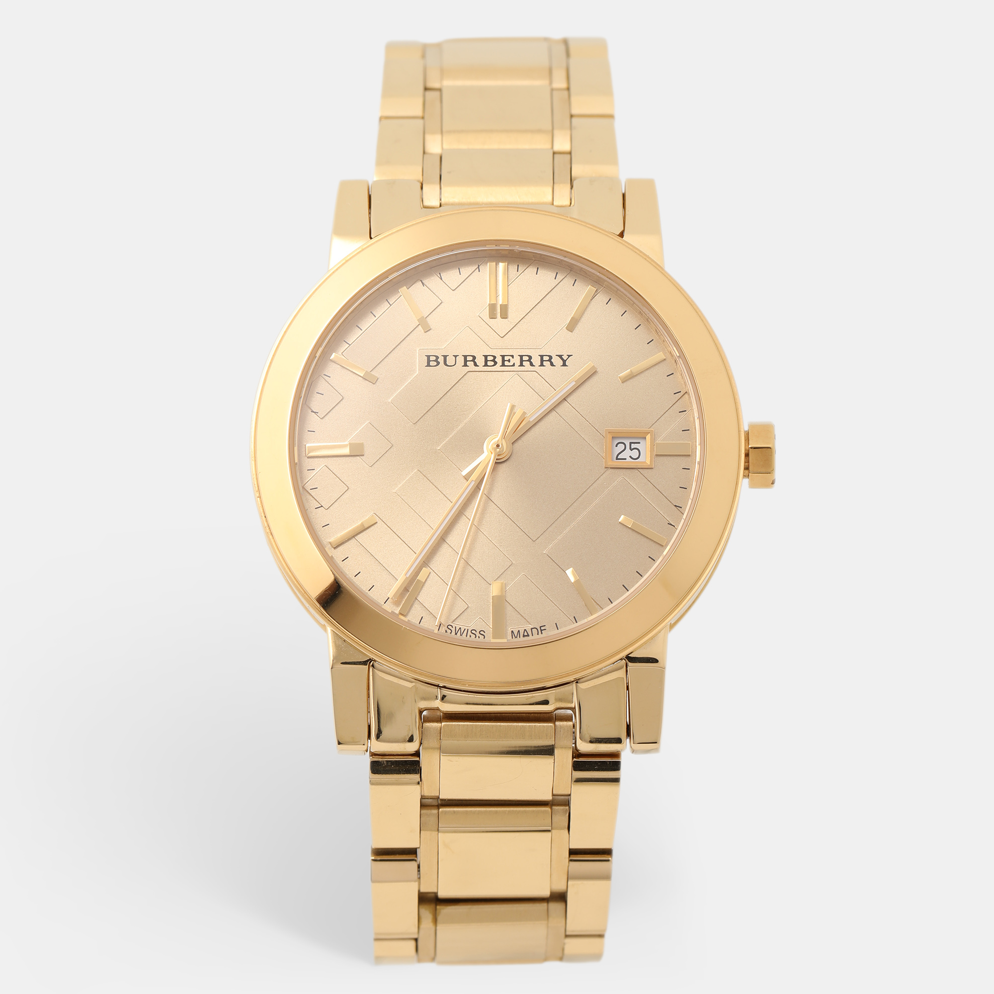 

Burberry Champagne Gold Tone Stainless Steel The City BU9033 Unisex Wristwatch