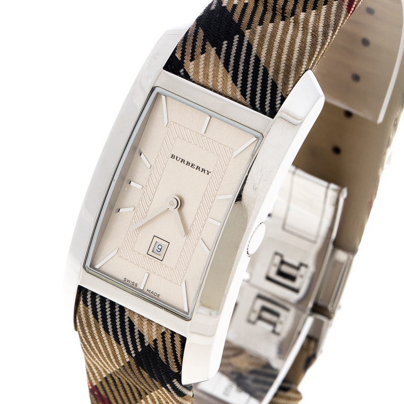 

Burberry Silver White Stainless Steel Heritage BU1050 Women's Wristwatch, Beige