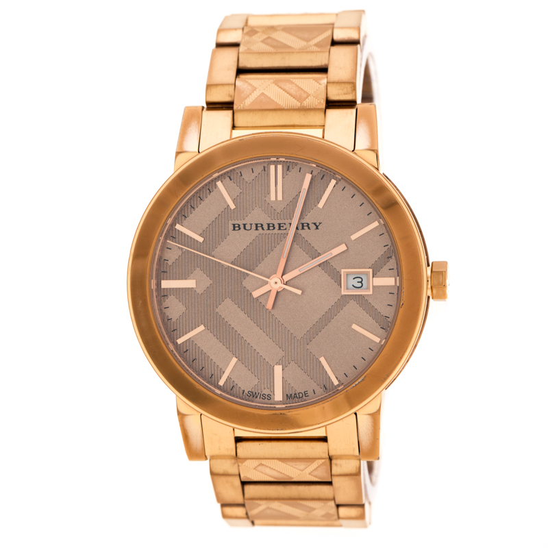 Burberry Bronze Rose Gold Plated Stainless Steel The City BU9039 Men's Wristwatch 38 mm