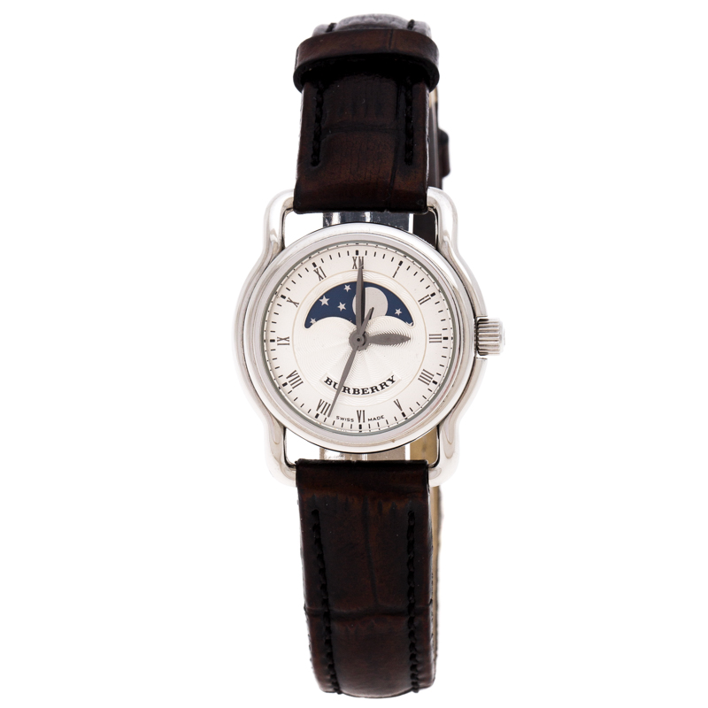 Pre Owned Burberry Silver Stainless Steel BU1220 Women's Wristwatch 25 MM