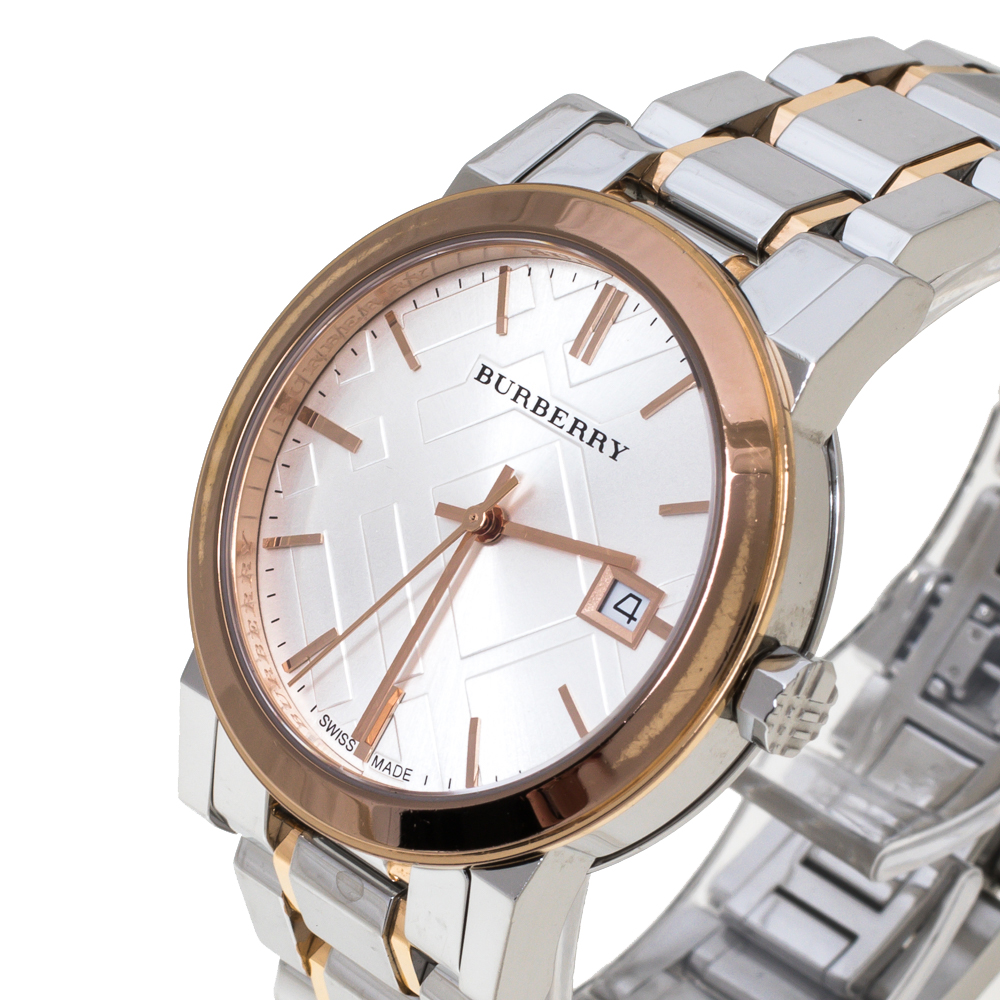 

Burberry Silver Two-Tone Stainless Steel BU9105 Women's Wristwatch, Gold
