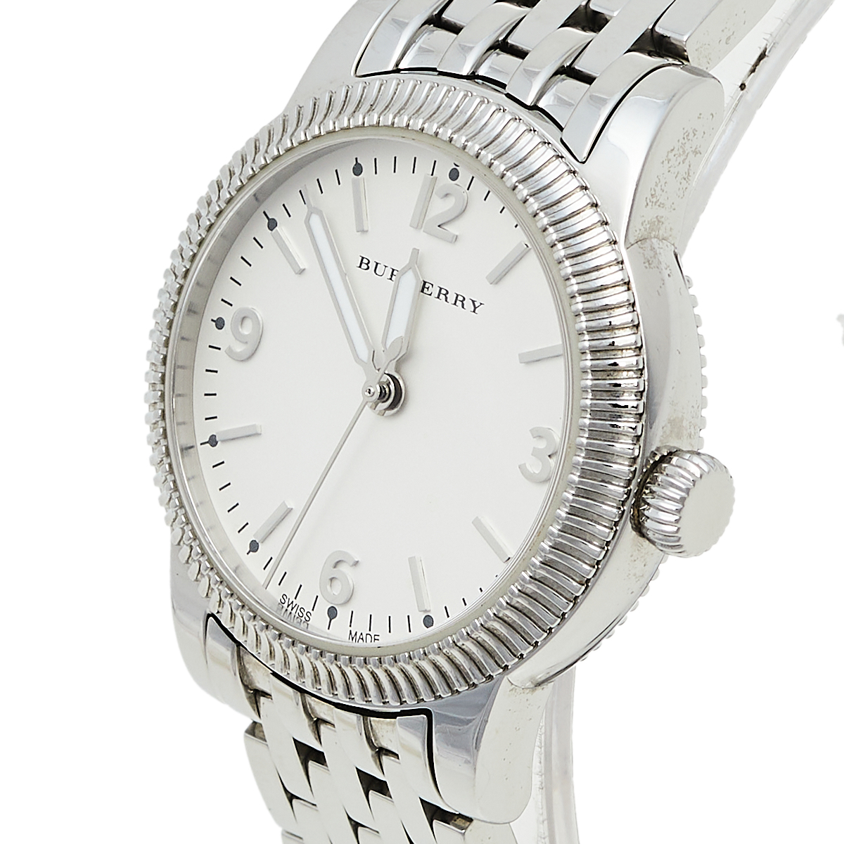 

Burberry White Stainless Steel Utilitarian BU7856 Women's Wristwatch, Silver