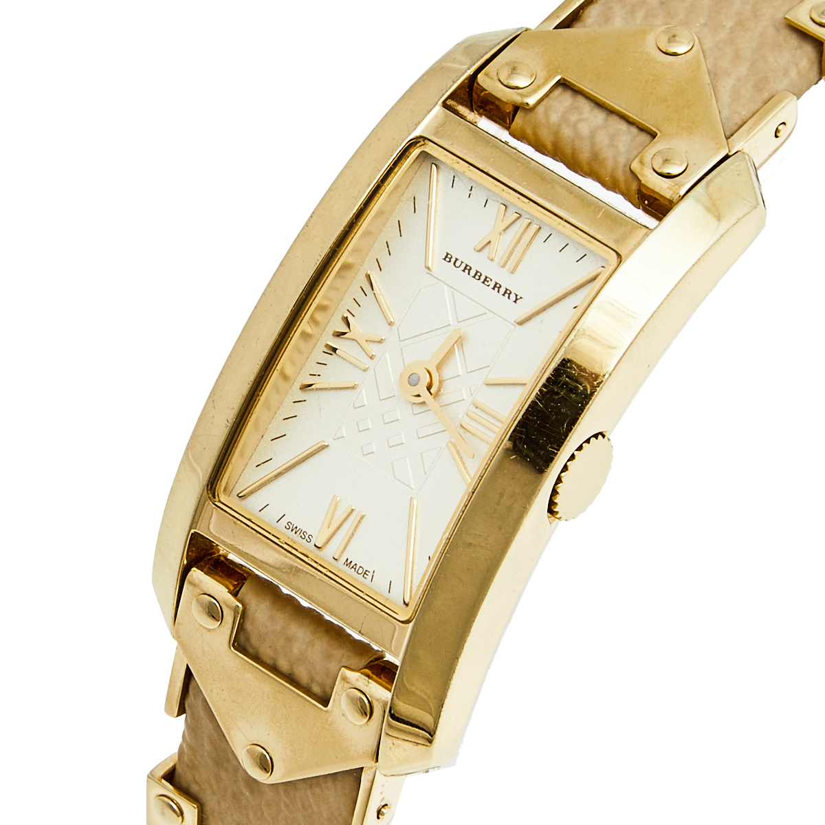 

Burberry Champagne Yellow Gold Plated Stainless Steel Leather BU1072 Women's Wristwatch