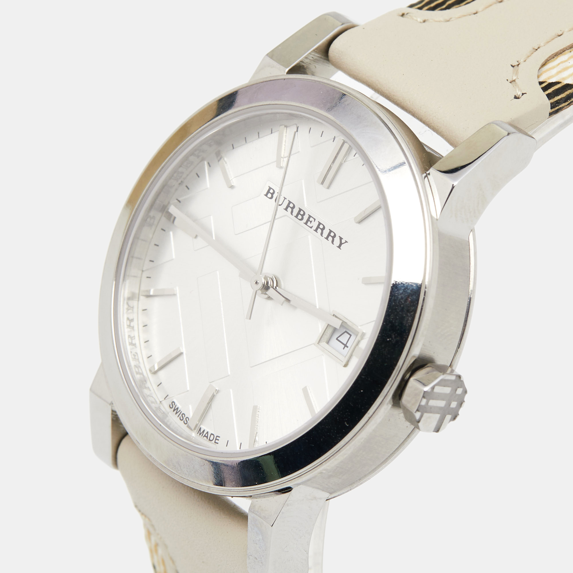 

Burberry Silver Stainless Steel Leather The City BU9132 Women's Wristwatch