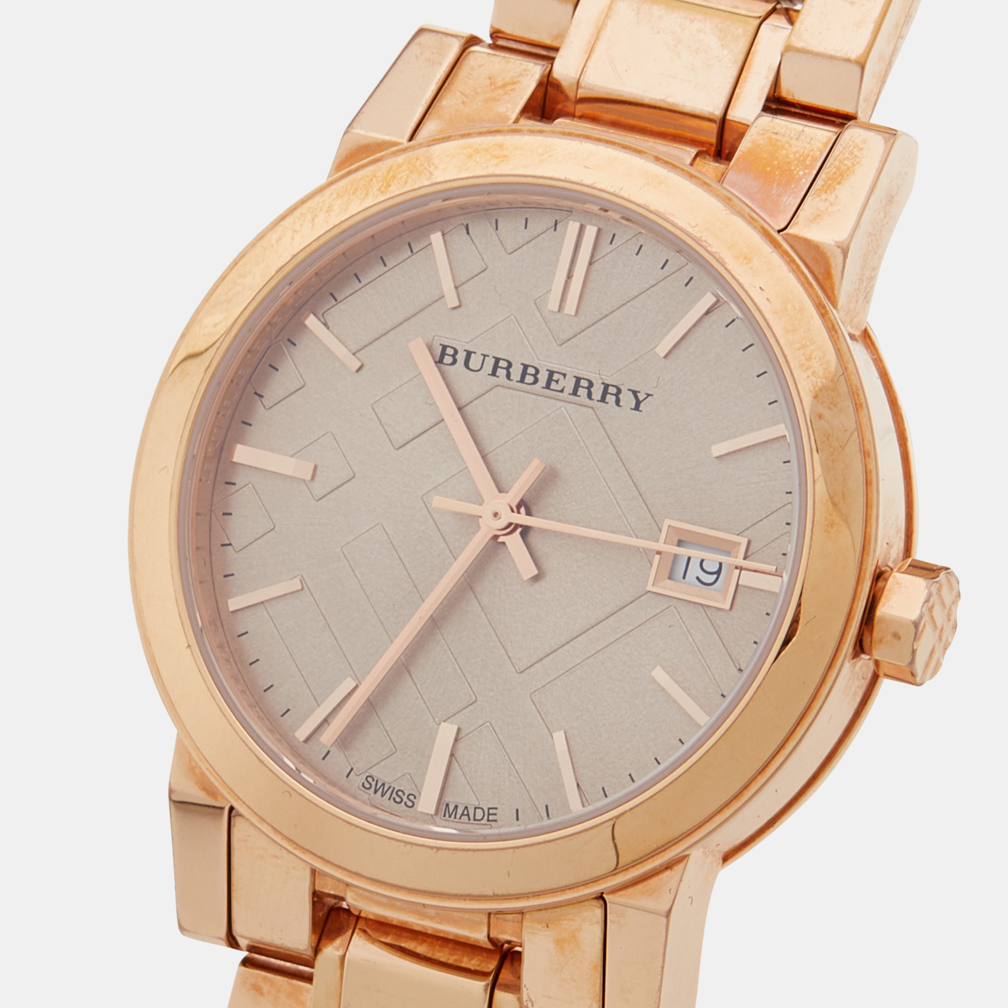 

Burberry Champagne Rose Gold Plated Stainless Steel The City BU9135 Women's Wristwatch