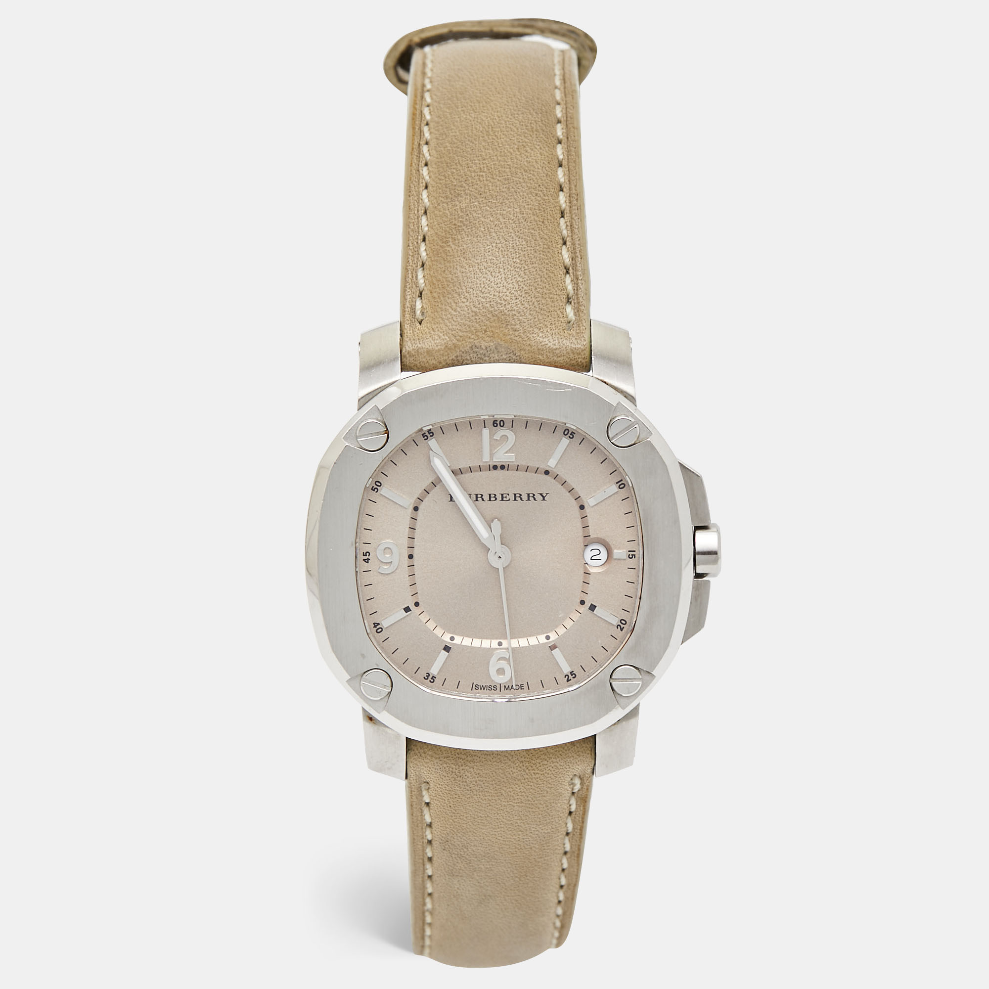 

Burberry Champagne Stainless Steel Leather The Britain BBY1500 Women's Wristwatch, Gold