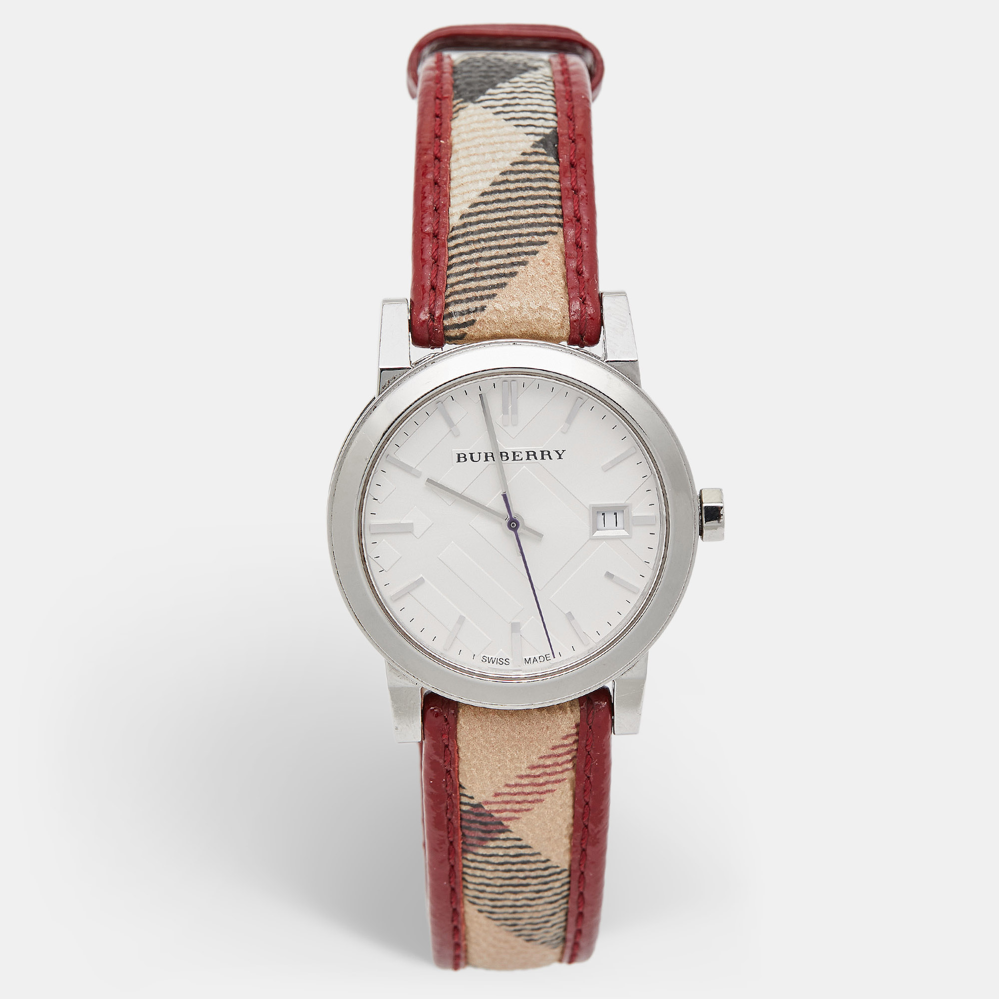 

Burberry Silver Stainless Steel Leather The City BU9122 Women's Wristwatch