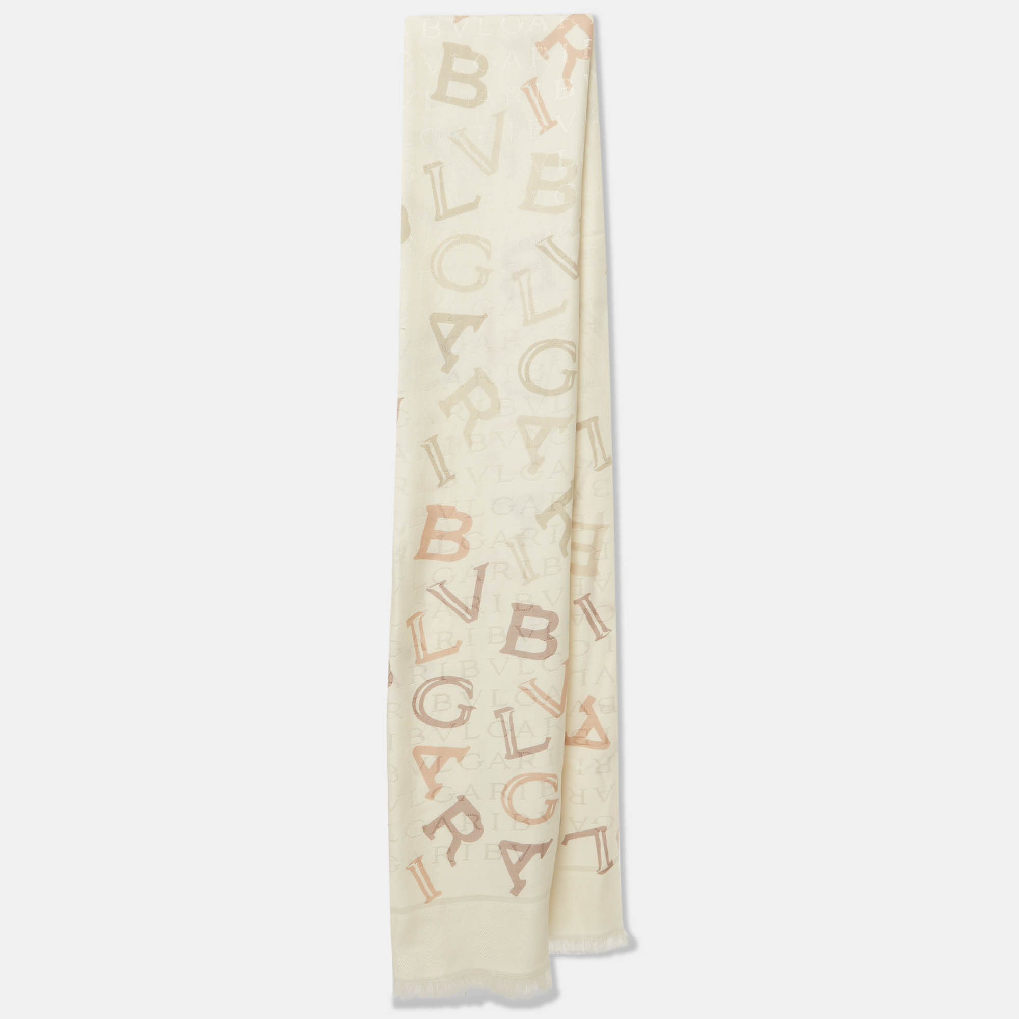 

Bvlgari Off White Logomania Lettere Maxi Silk & Wool Stole