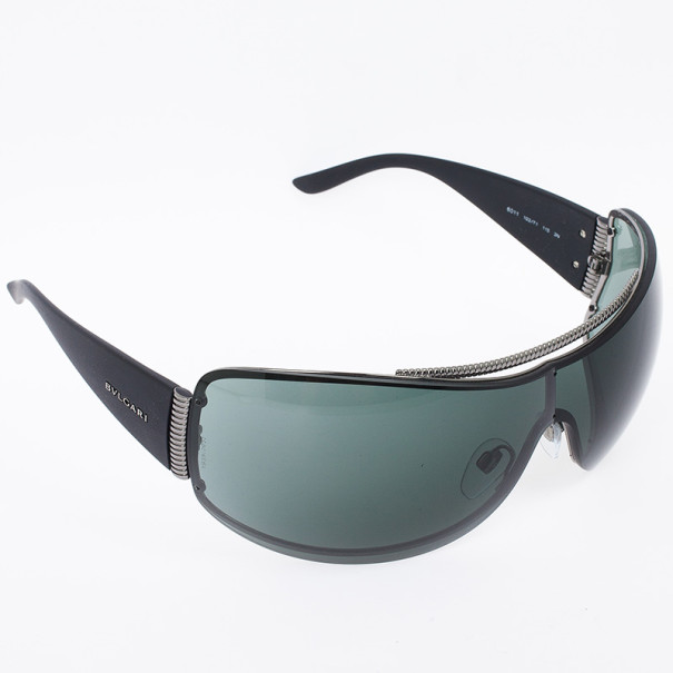 Pre Owned Bvlgari Black Shield Mask Woman Sunglasses