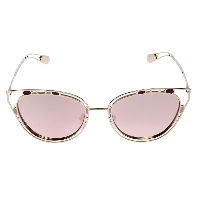 

Bvlgari Gold/ Rose Gold Mirrored Pink 6104 Cat Eye Sunglasses