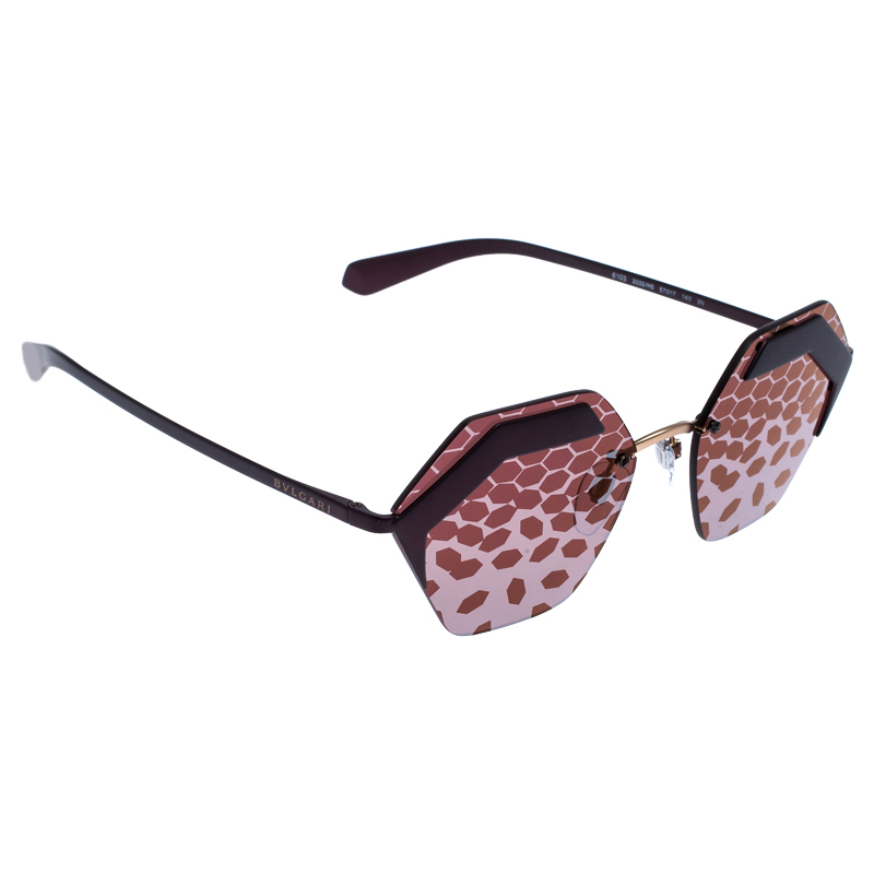 Bvlgari Matte Purple/ Plum Patterned Mirror 6103 Serpenteyes Geometric Sunglasses