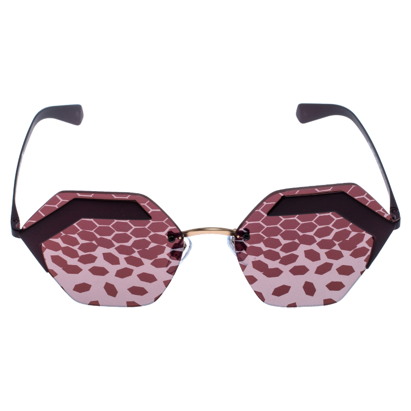 

Bvlgari Matte Purple/ Plum Patterned Mirror 6103 Serpenteyes Geometric Sunglasses