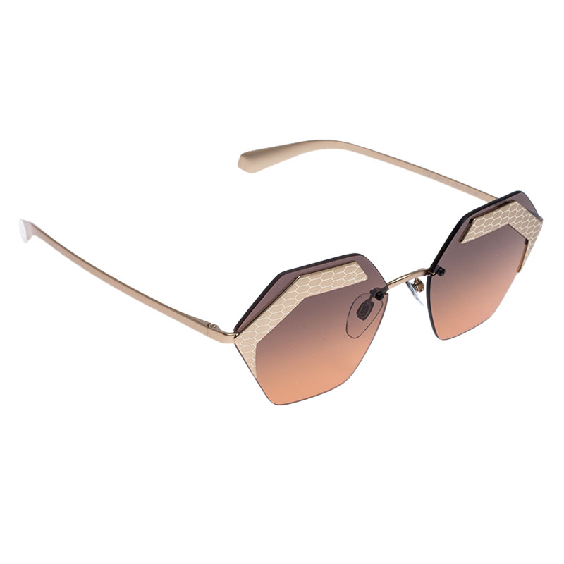 Bvlgari Matte Gold/ Orange Gradient  6103 Serpenteyes Geometric Sunglasses
