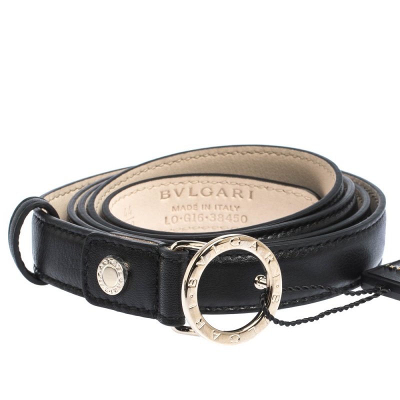 

Bvlgari Black Leather Ring Buckle Belt