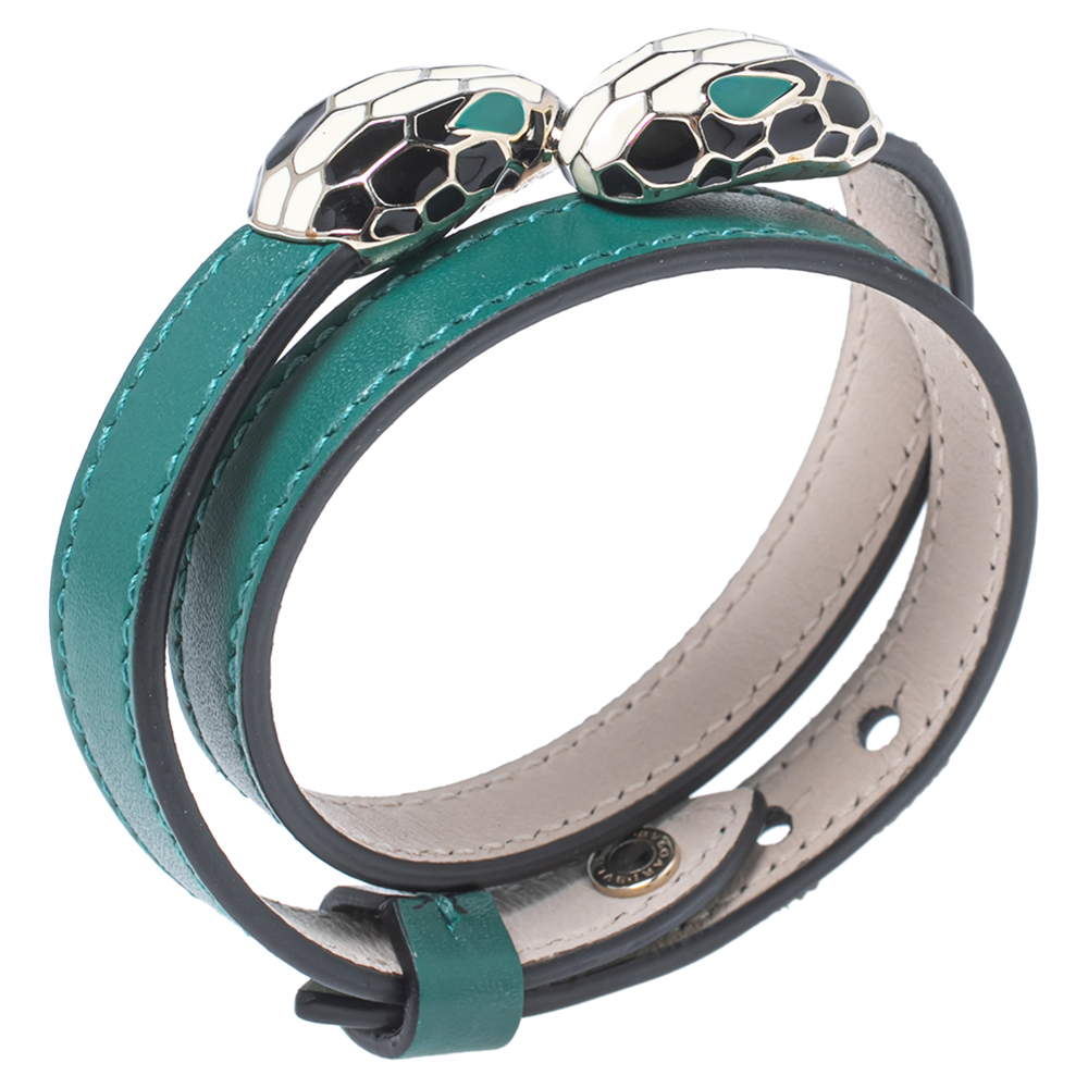 

Bvlgari Serpenti Forever Green Leather Double Coil Bracelet