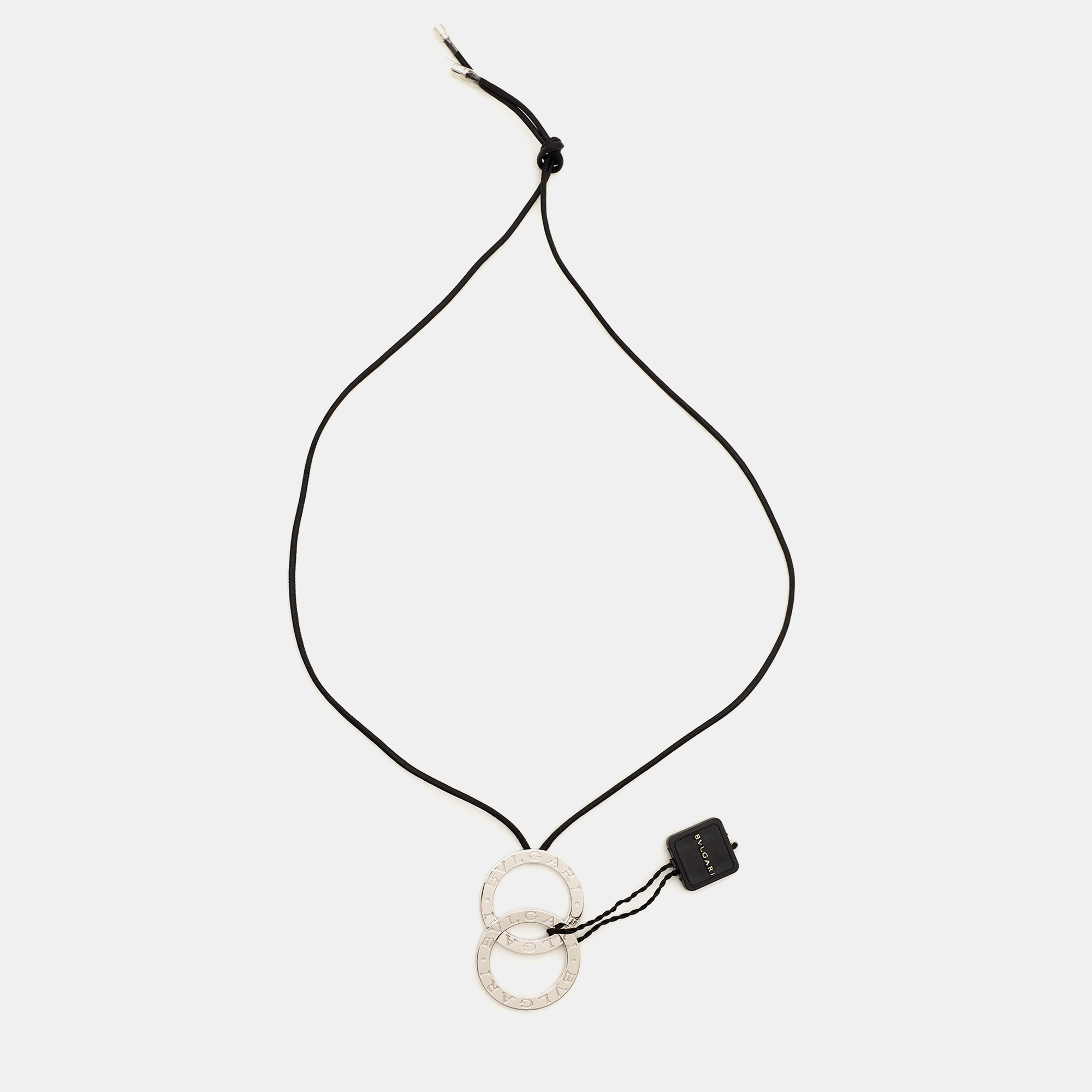 

Bvlgari Fortuna Grande Sterling Silver Pendant Black Cord Necklace