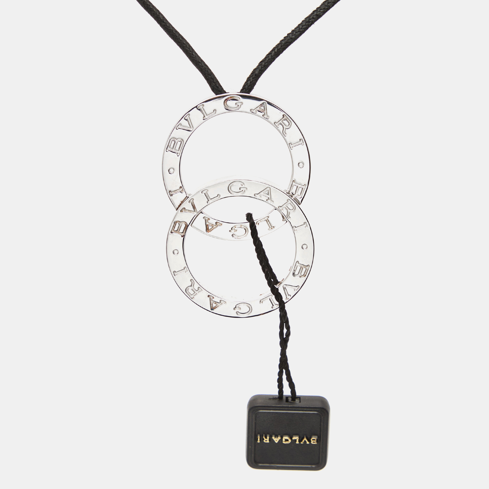 

Bvlgari Fortuna Grande Sterling Silver Pendant Black Cord Necklace