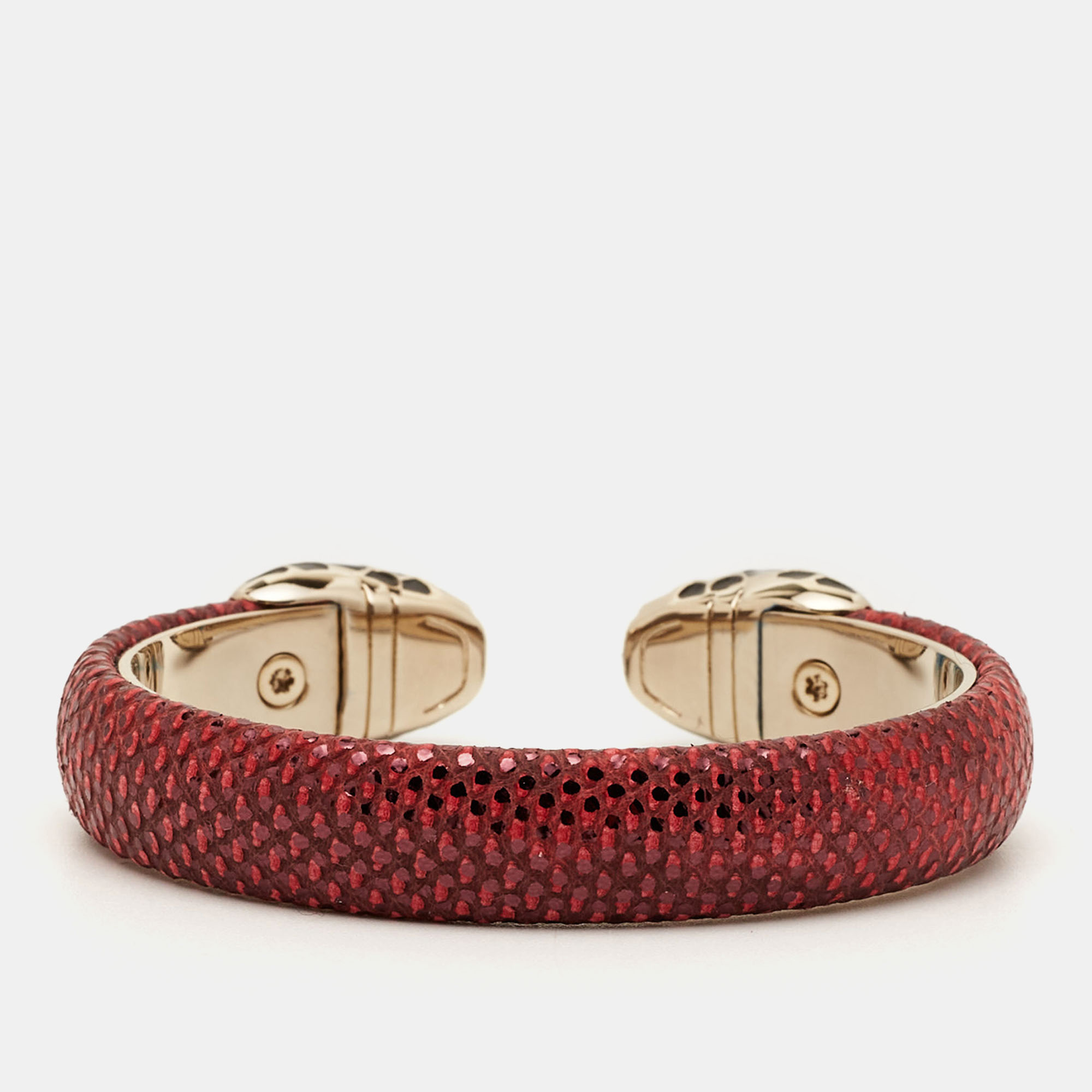 

Bvlgari Serpenti Forever Snakeskin Leather Enamel Gold Tone Bracelet