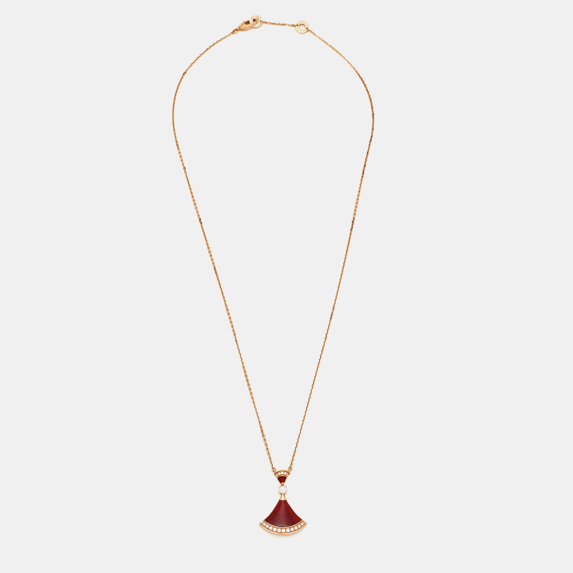 

Bvlgari Divas' Dream Carnelian Diamond 18k Rose Gold Necklace