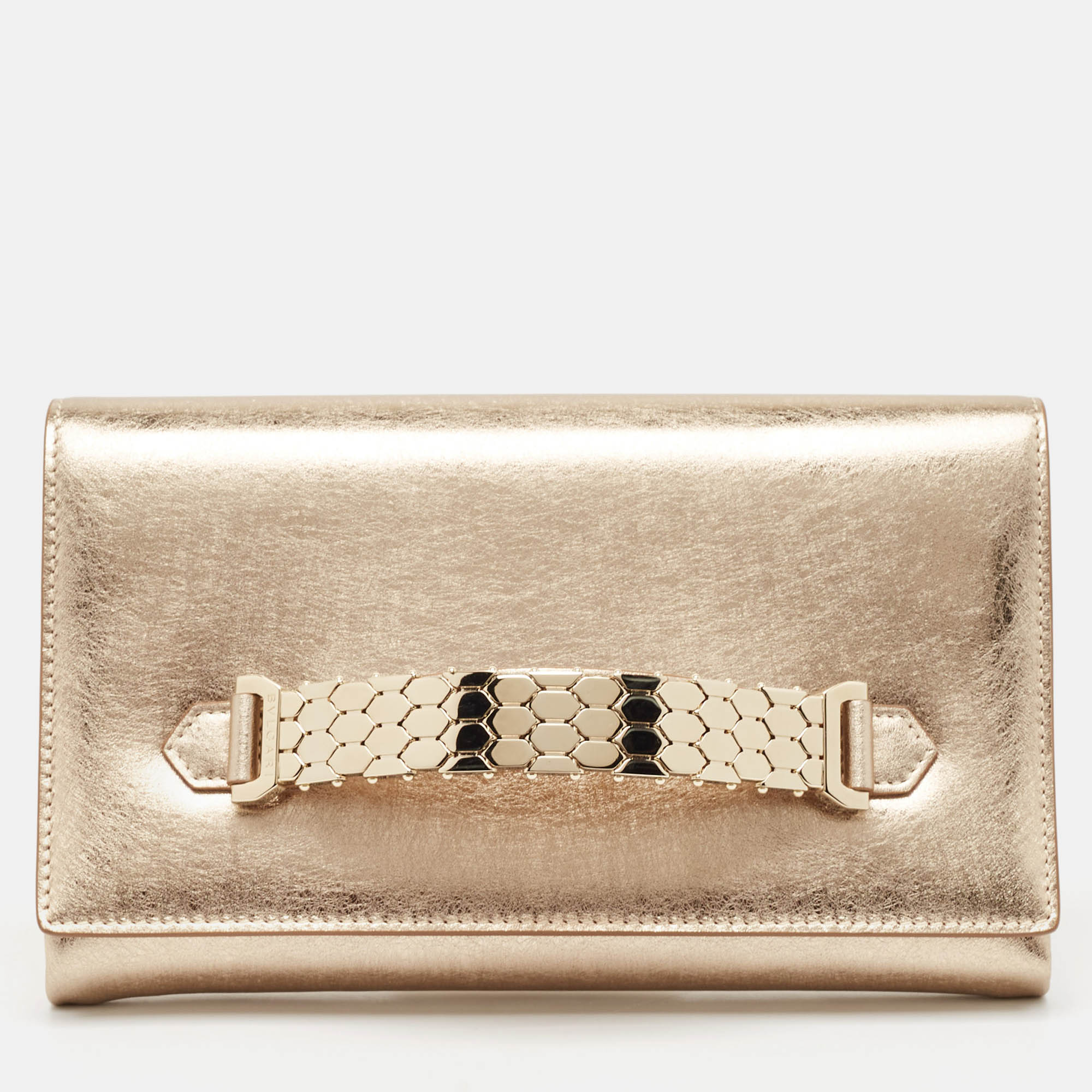 

Bvlgari Gold Leather Cocktail Clutch