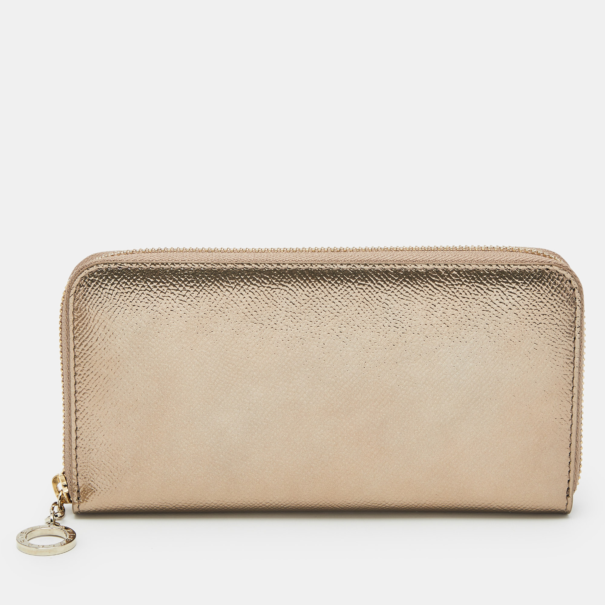 

Bvlgari Bronze Leather Zip Continental Wallet, Brown