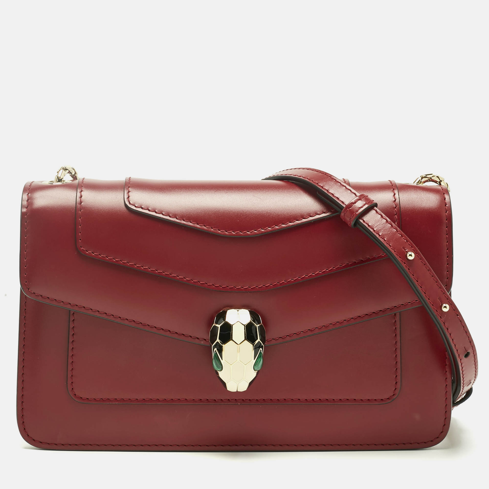 Pre-owned Bvlgari Red Leather Serpenti Forever East West Shoulder Bag