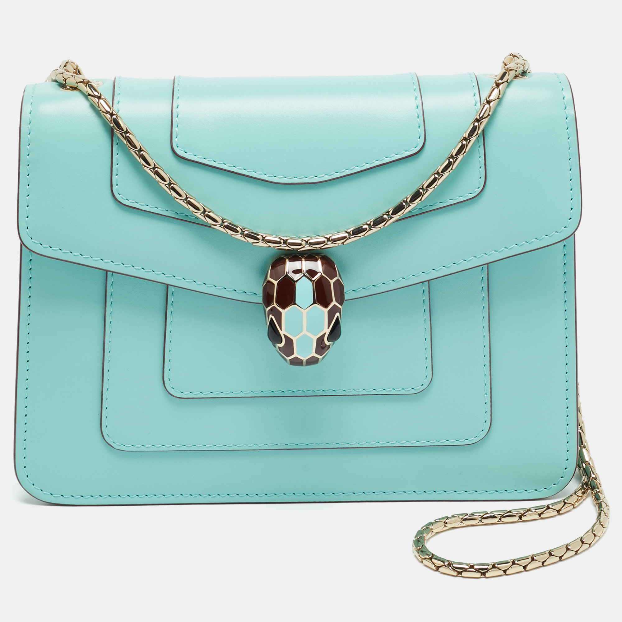 

Bvlgari Serpenti Forever  Seafoam Green Leather Shoulder Bag
