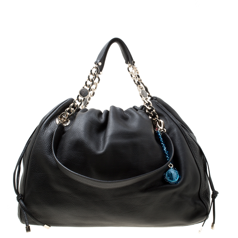 Pre Owned Bvlgari Black Leather Downy Tote
