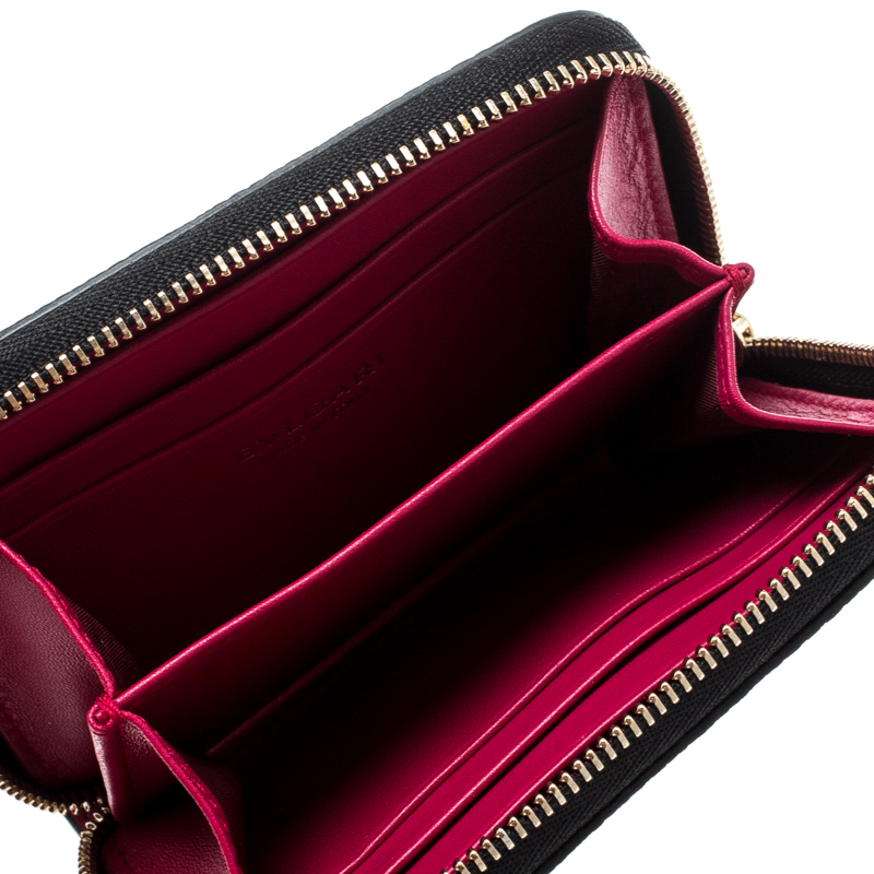

Bvlgari Black Leather Divas' Dream Zipped Around Wallet