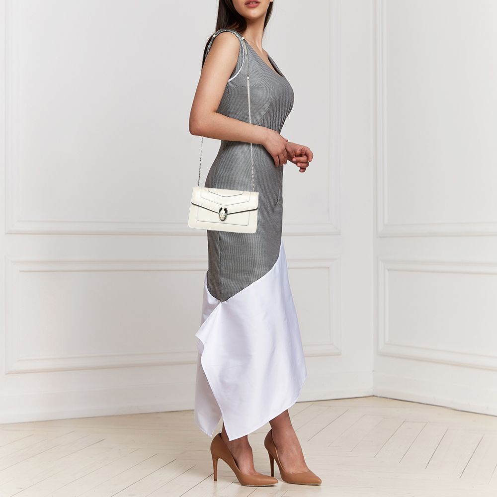 

Bvlgari White Leather Serpenti Forever Shoulder Bag