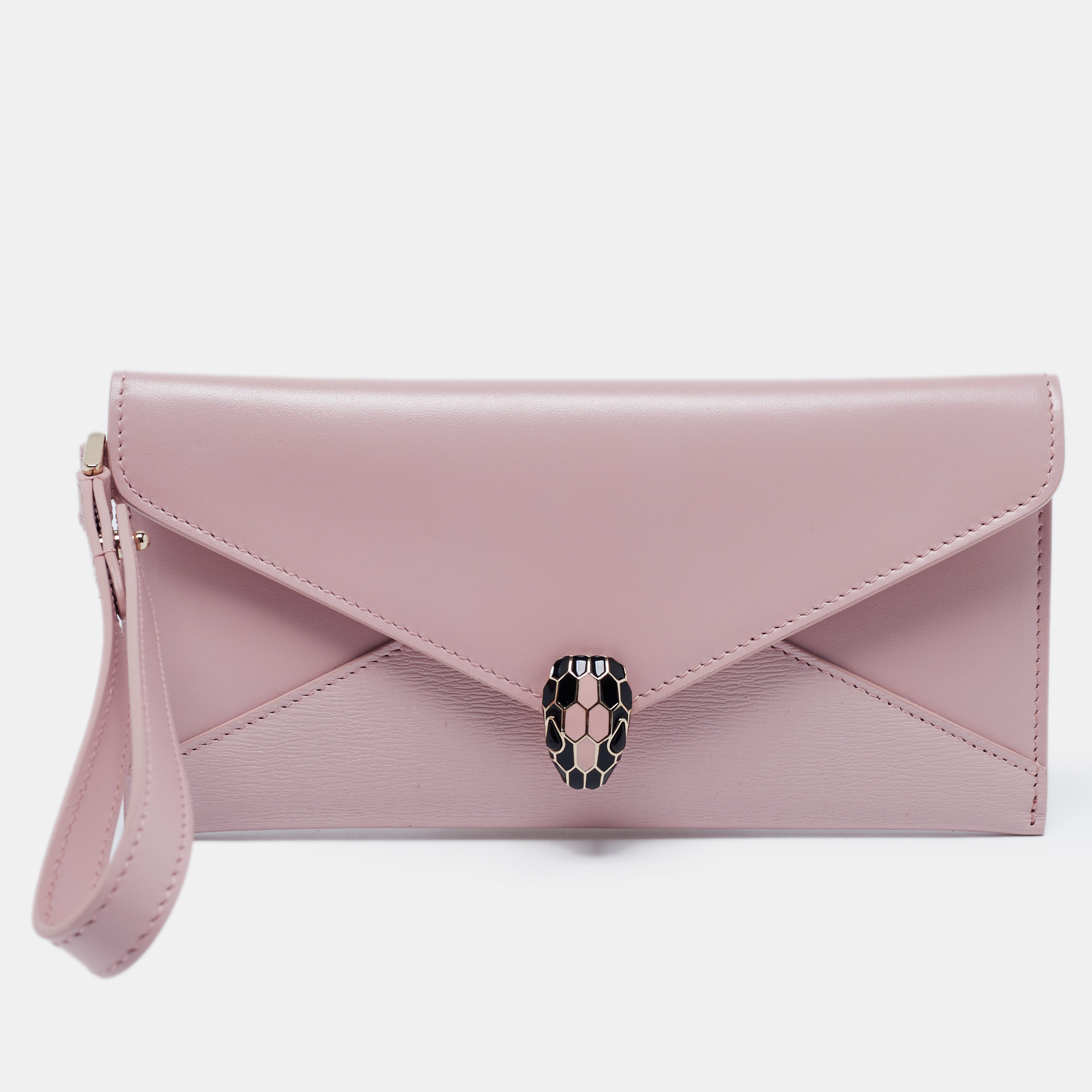 Bvlgari Two Tone Pink Leather Serpenti Forever Envelope Pouch