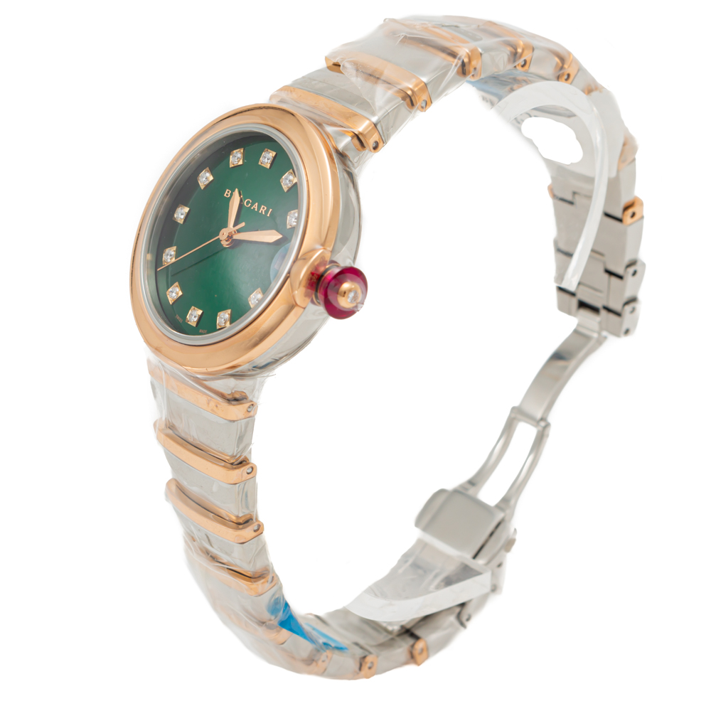 

Bvlgari Lvcea Green Diamond Dial Steel & Rose Gold Women's Watch