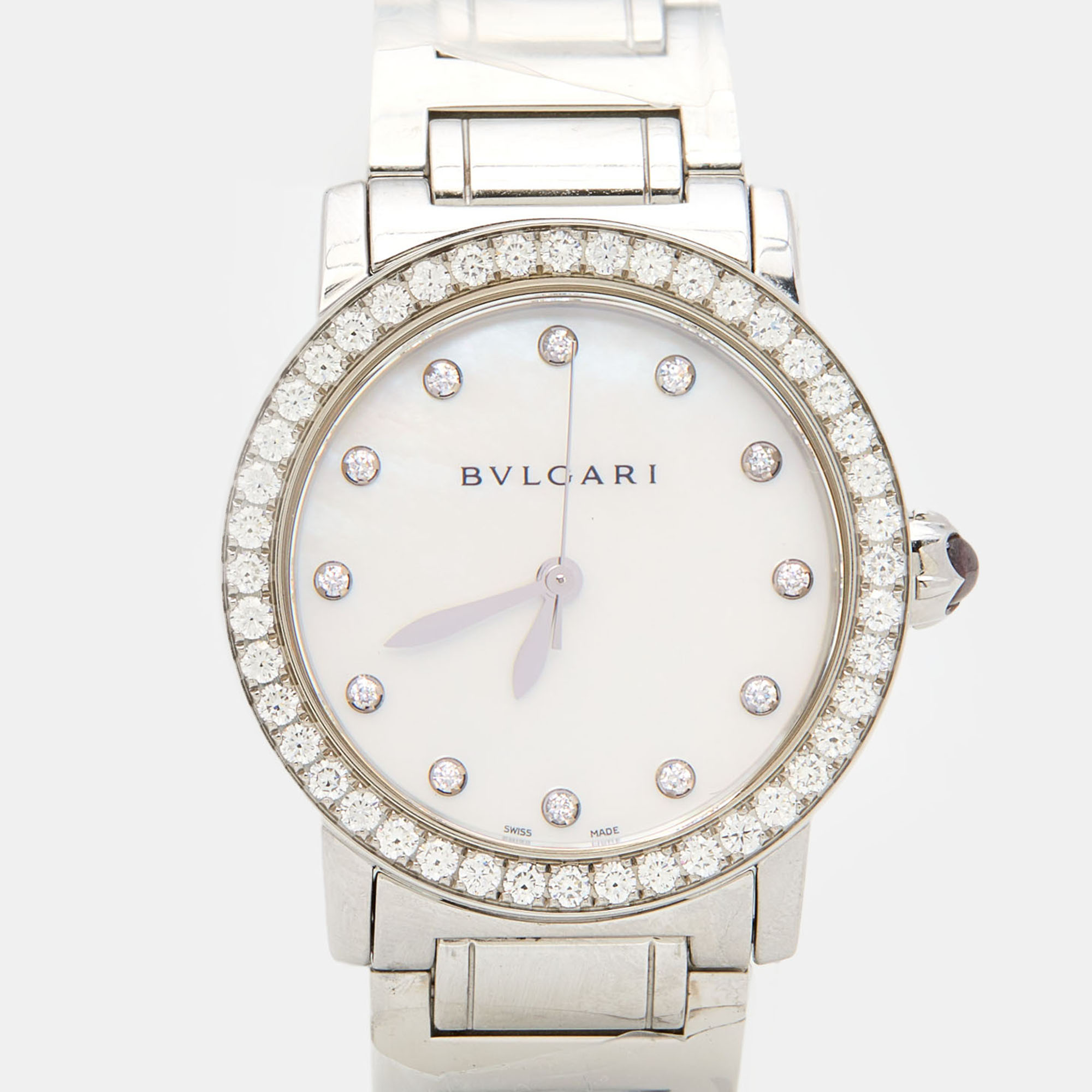 

Bvlgari Mother of Pearl Diamond Stainless Steeel Bvlgari Bvlgari BBL33WSDS/12 Women's Wristwatch, White