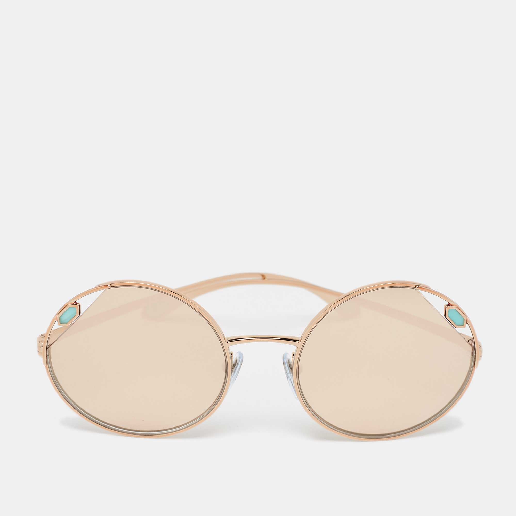 

Bvlgari Rose Gold Mirrored BV 6159 Round Sunglasses