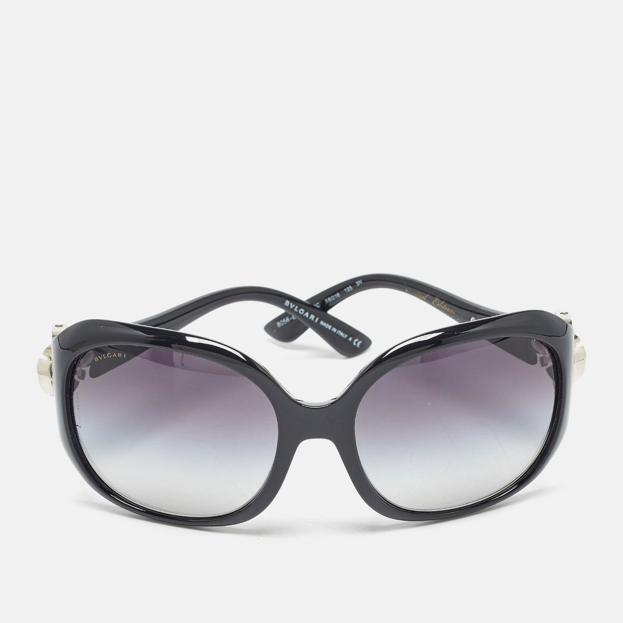 Pre-owned Bvlgari Black Gradient Limited Edition Crystals Embellished Oversized Sunglasses