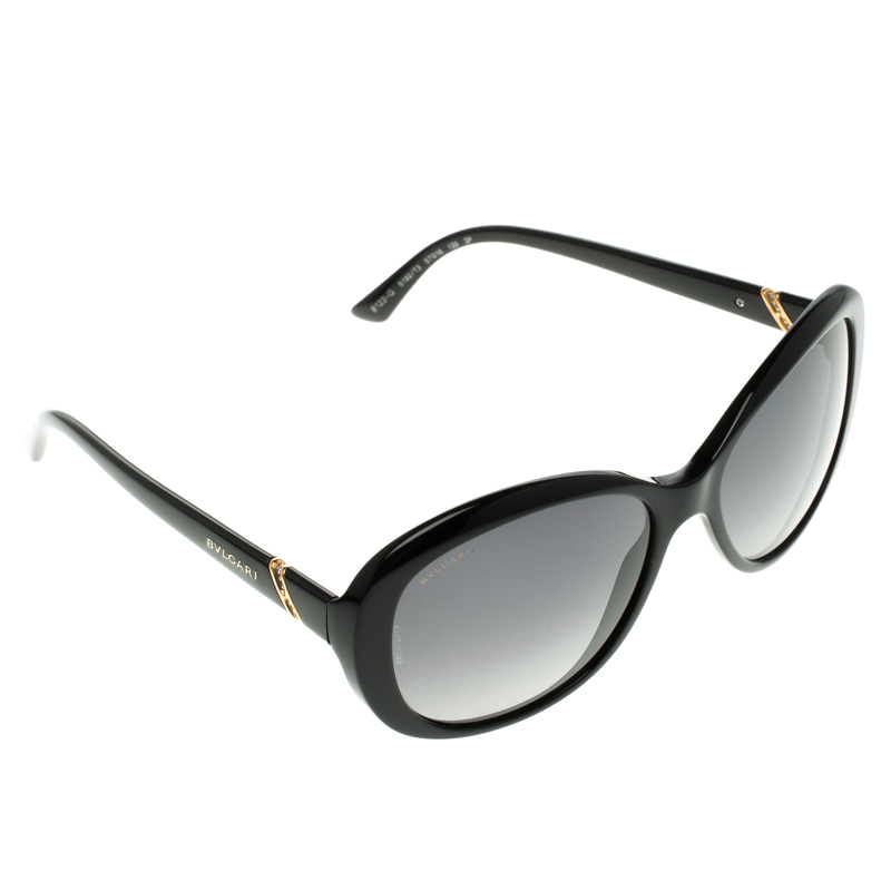 Bvlgari Black Le Gemme 18k Rose Gold Oval Polarized Sunglasses