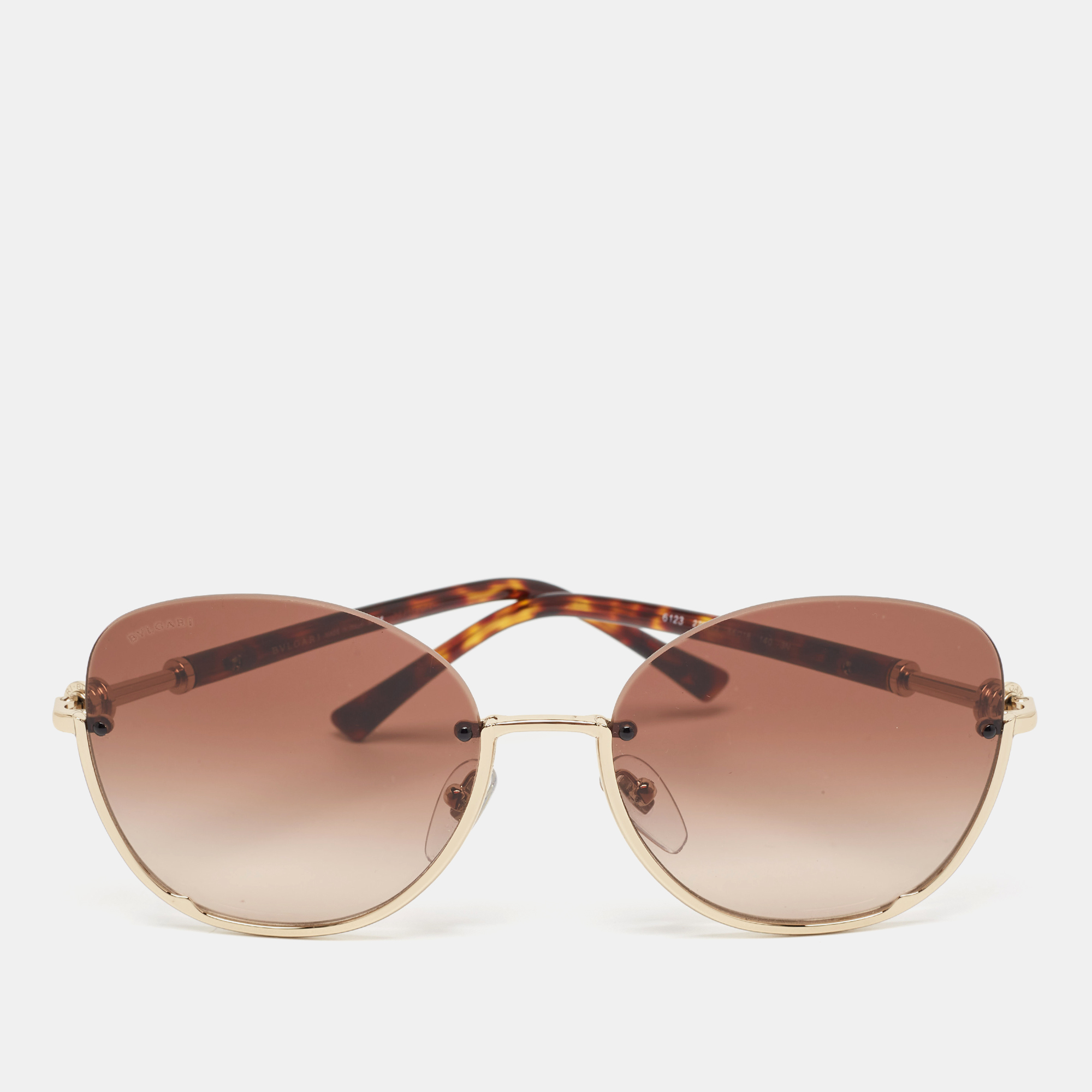 

Bvlgari Brown/Gold Gradient 6123 Cat Eye Sunglasses