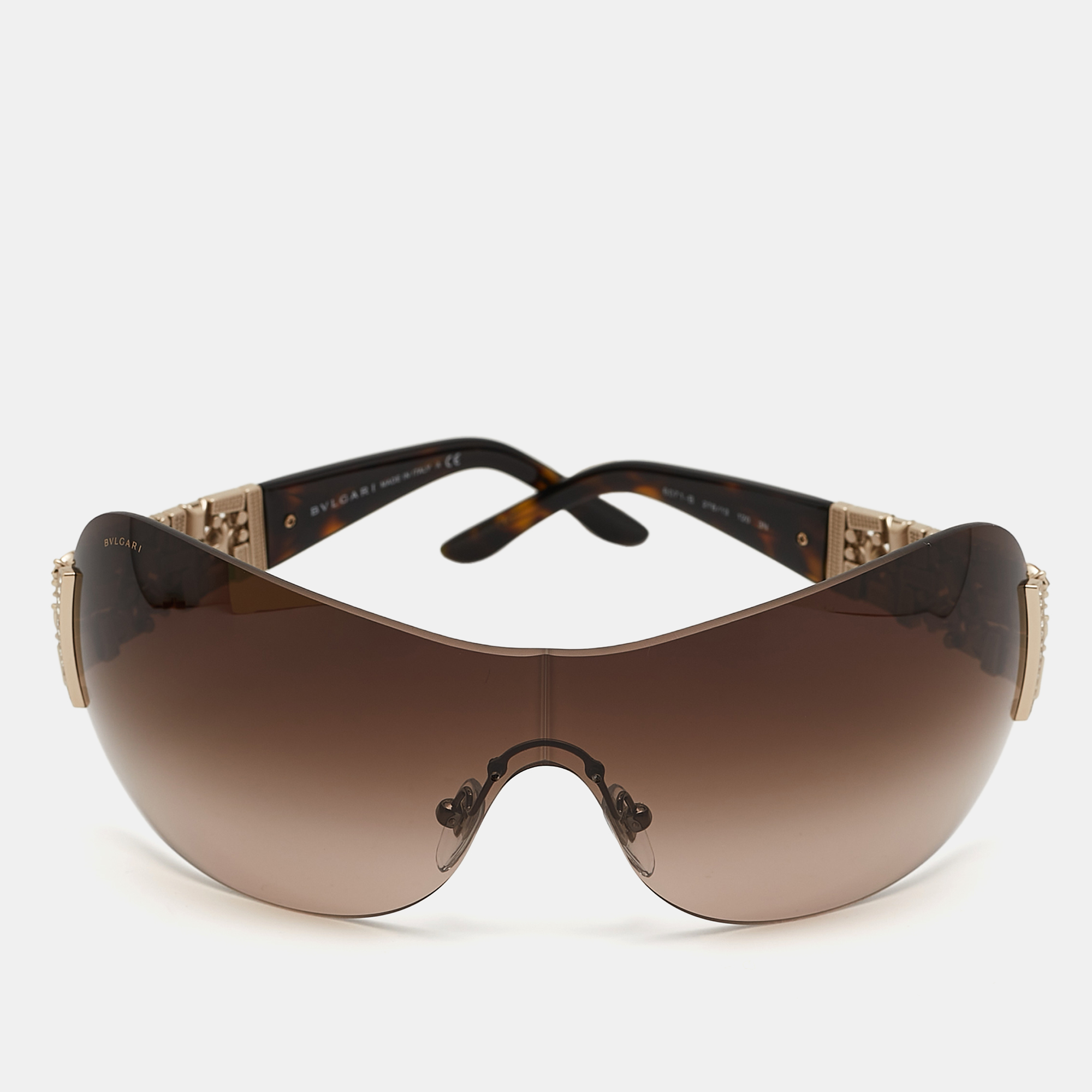 

Bvlgari Brown Gradient 6071-B Crystals Shield Sunglasses