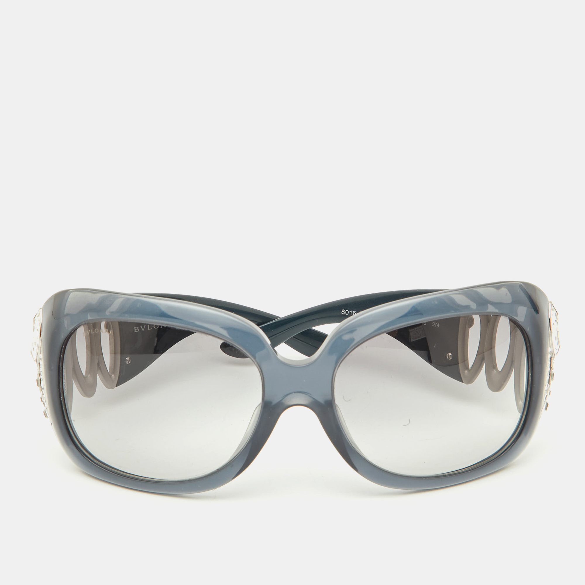 

Bvlgari Grey/Grey Gradient 8016-B Crystal Embellished Oversized Sunglasses