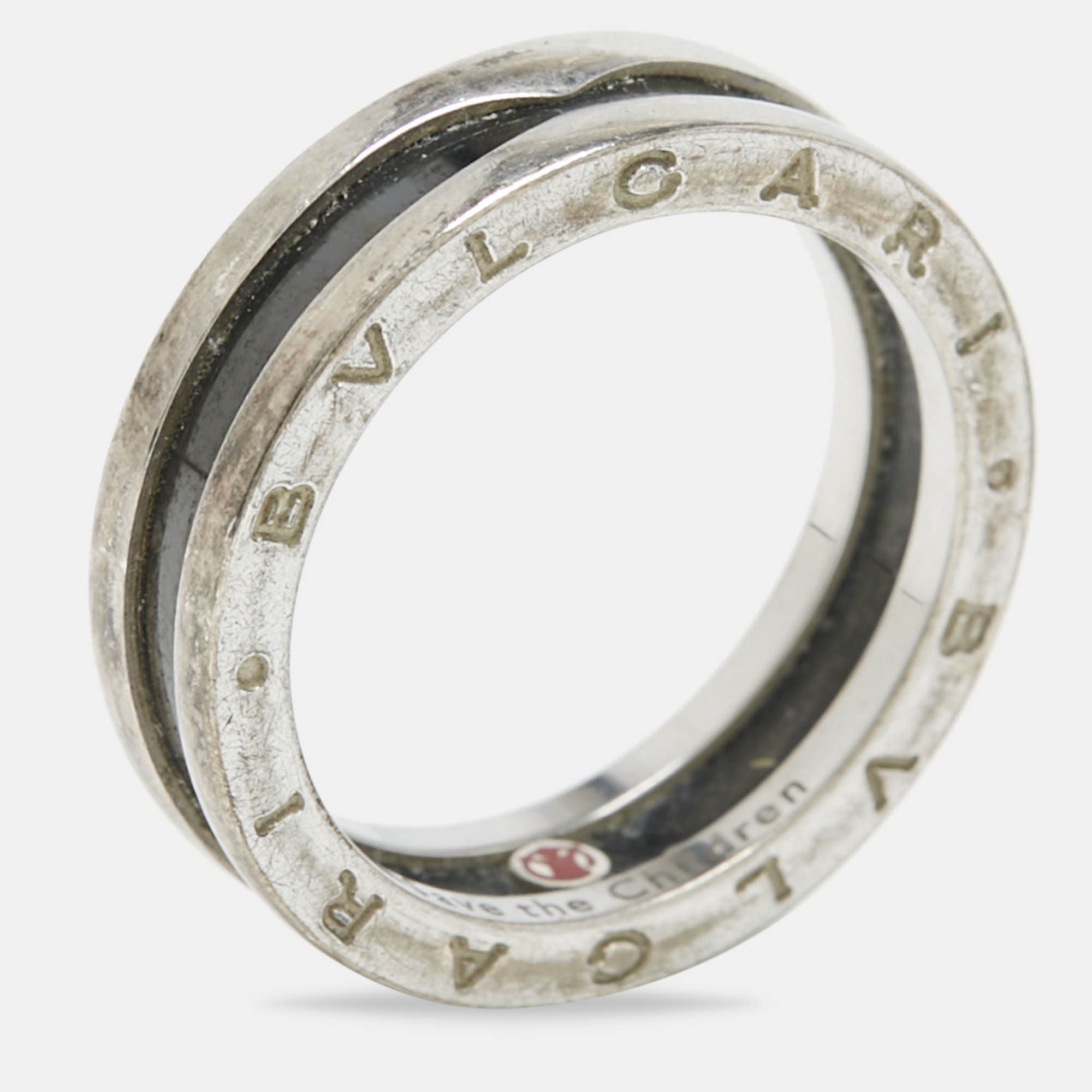 

Bvlgari B.Zero1 Save the Children Ceramic Sterling Silver Ring Size