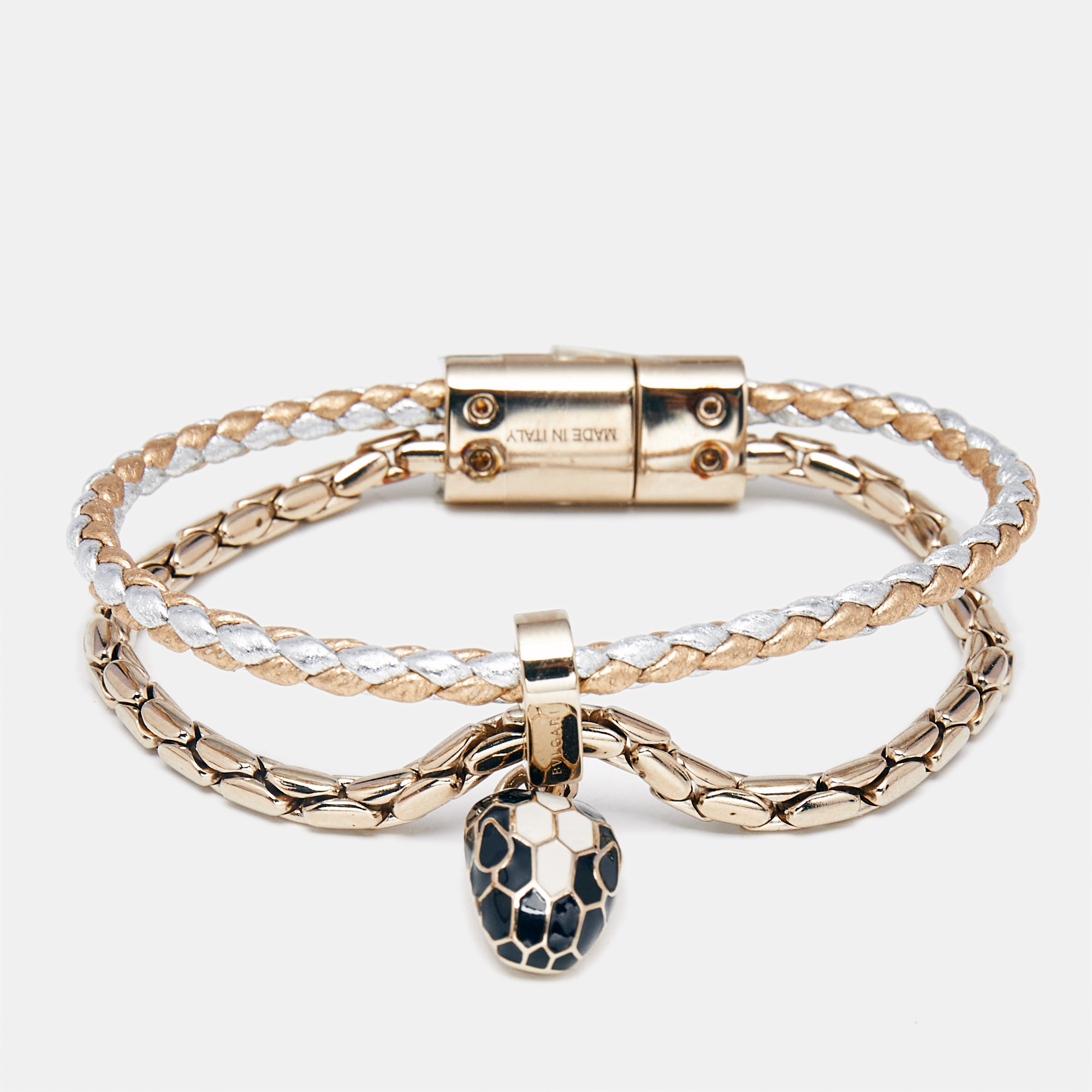 

Bvlgari Serpenti Forever Ename Leather Gold Tone Bracelet