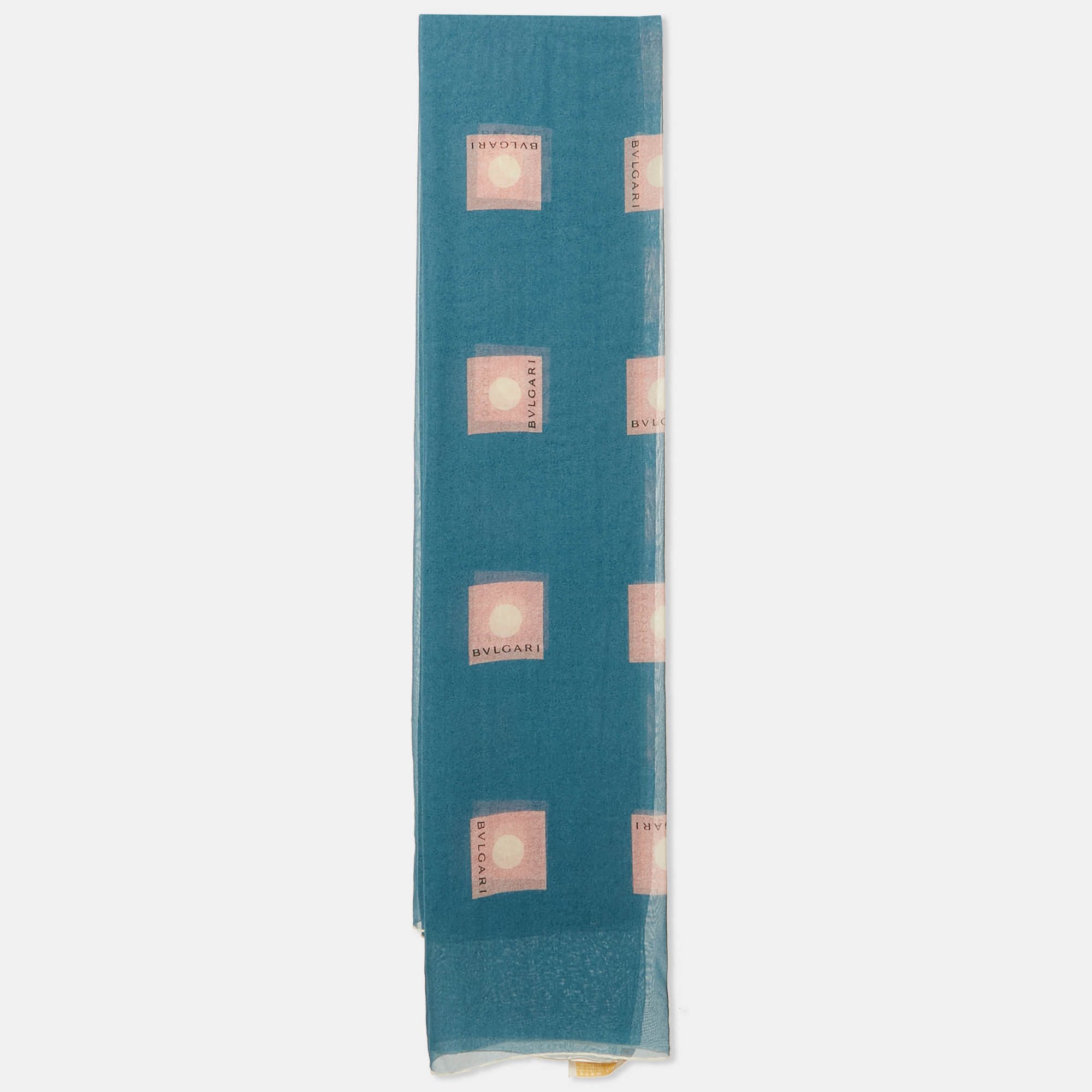 

Bvlgari Blue Logo Print Silk Chiffon Stole