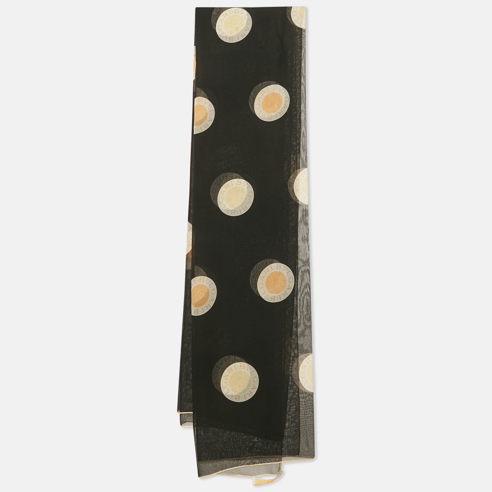 

Bvlgari Black Logo Print Silk Chiffon Stole