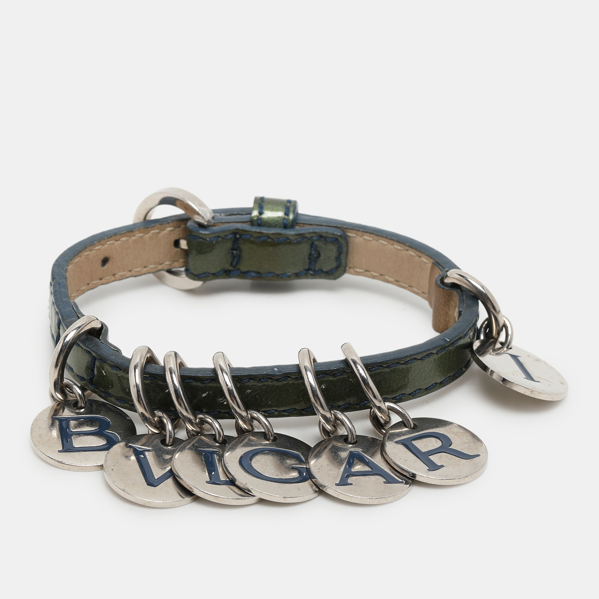 

Bvlgari Blue Patent Leather Charm Bracelet