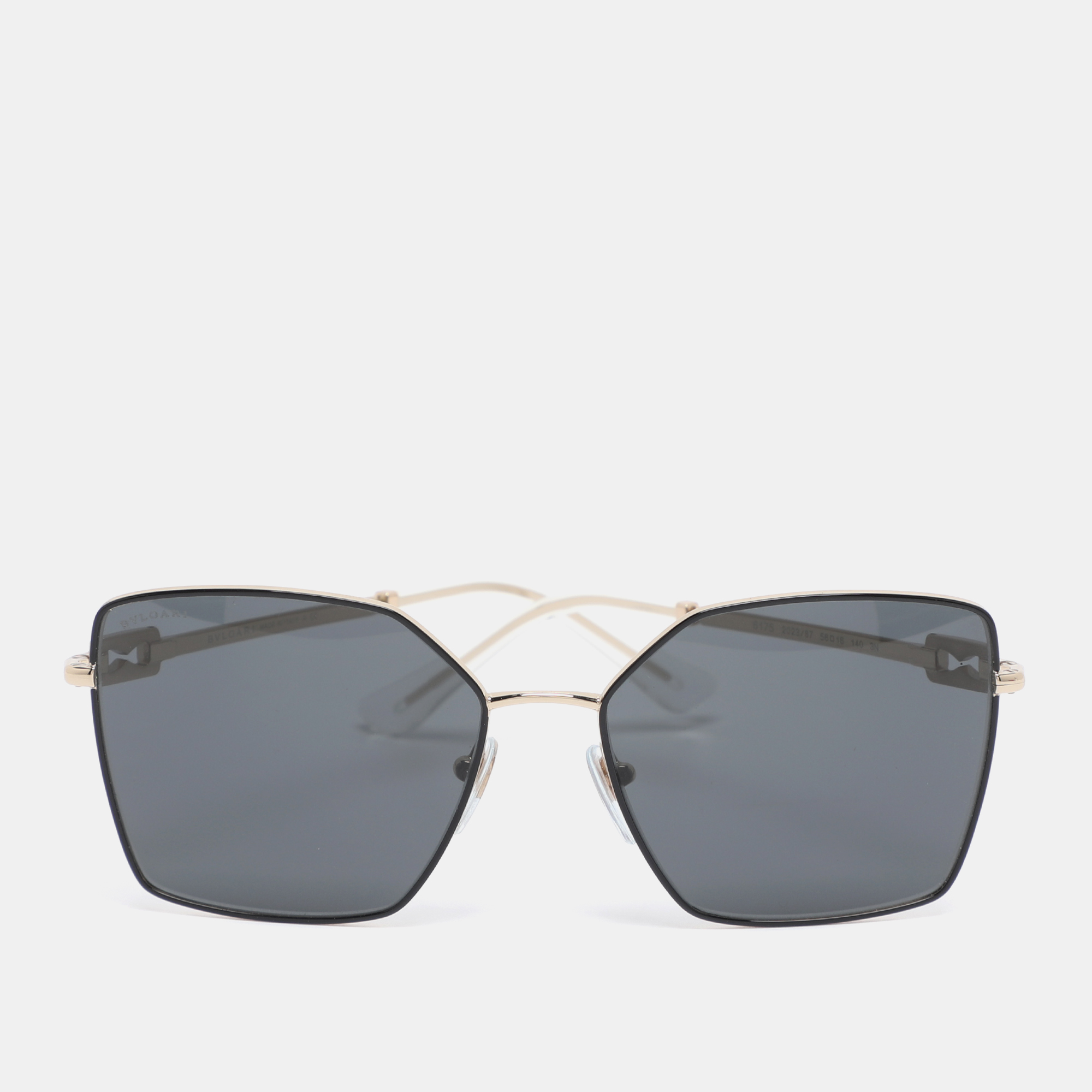 Pre-owned Bvlgari Gold/grey 6175 Square Sunglasses In Gray