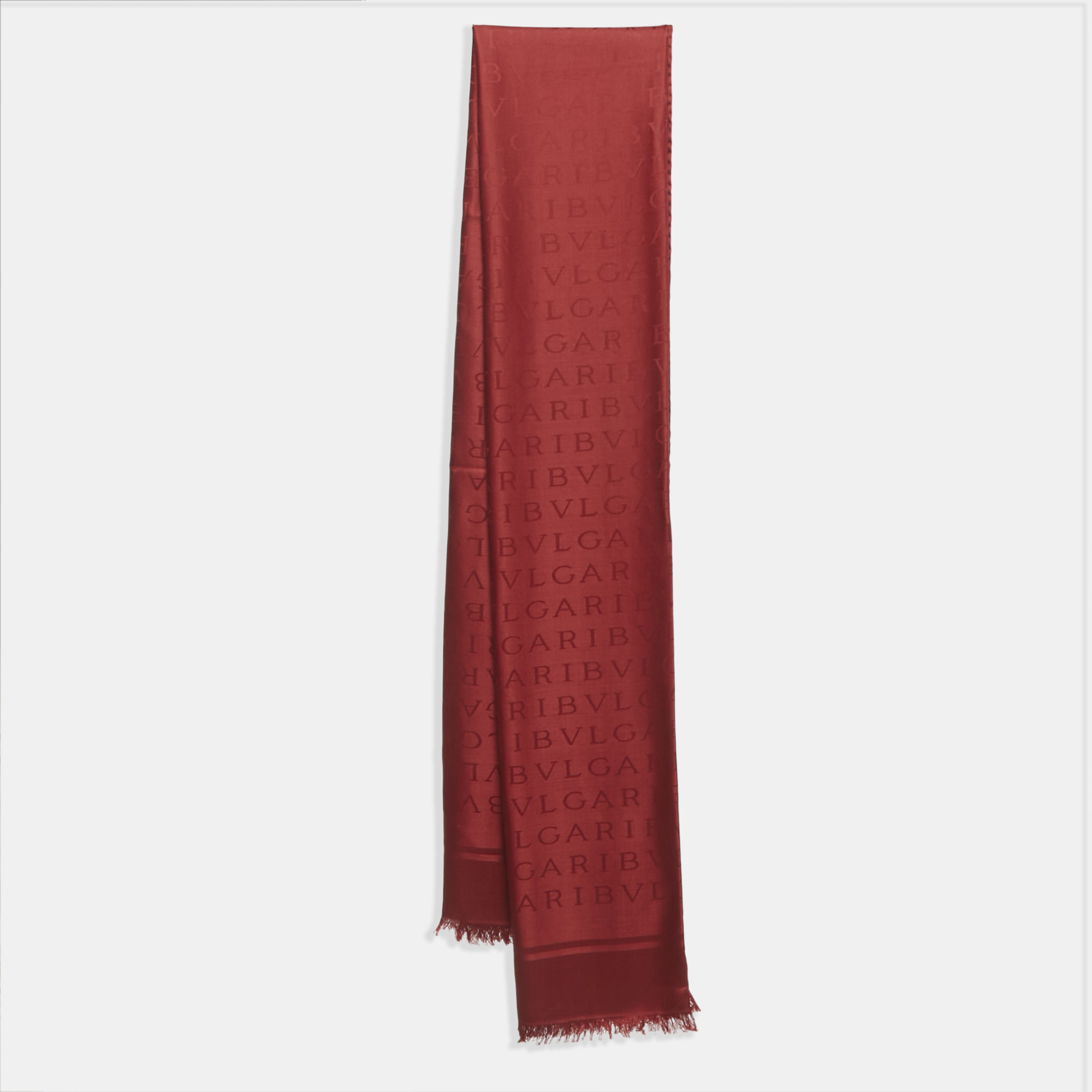 

Bvlgari Ruby Red Silk Lettere Maxi Logomania Stole