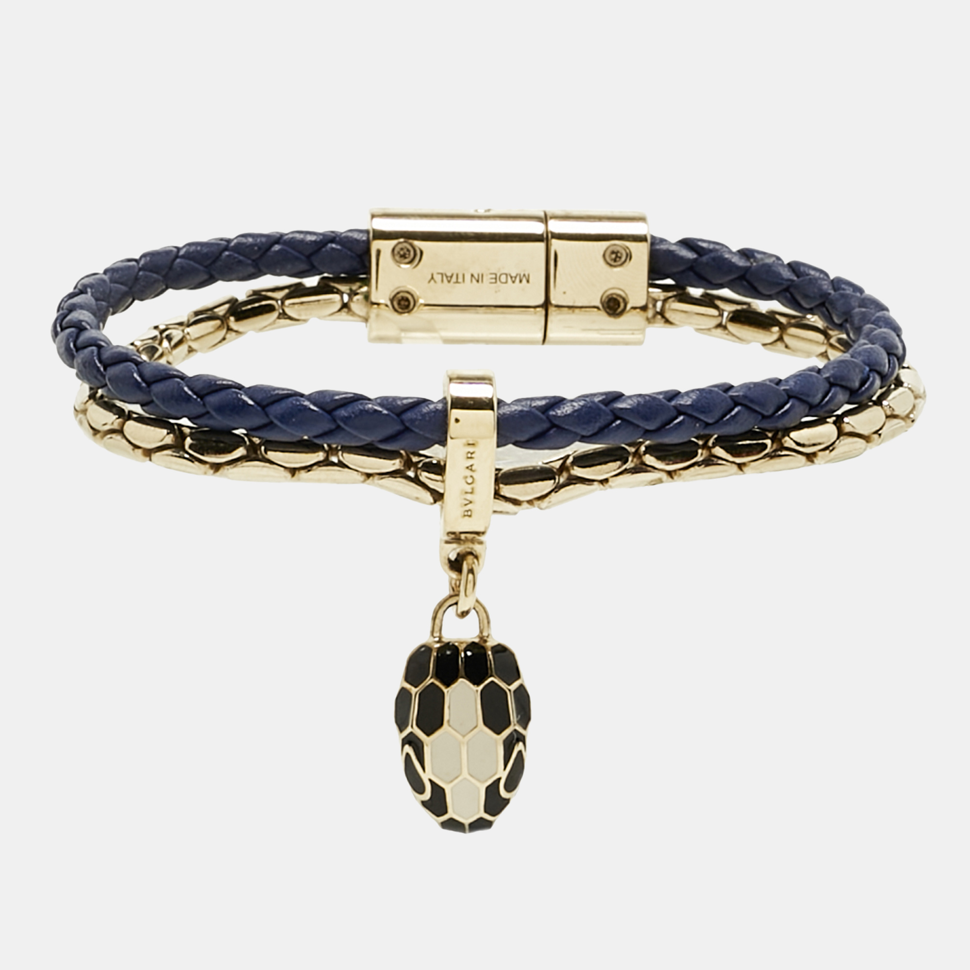 

Bvlgari Serpenti Forever Leather Enamel Gold Tone Bracelet