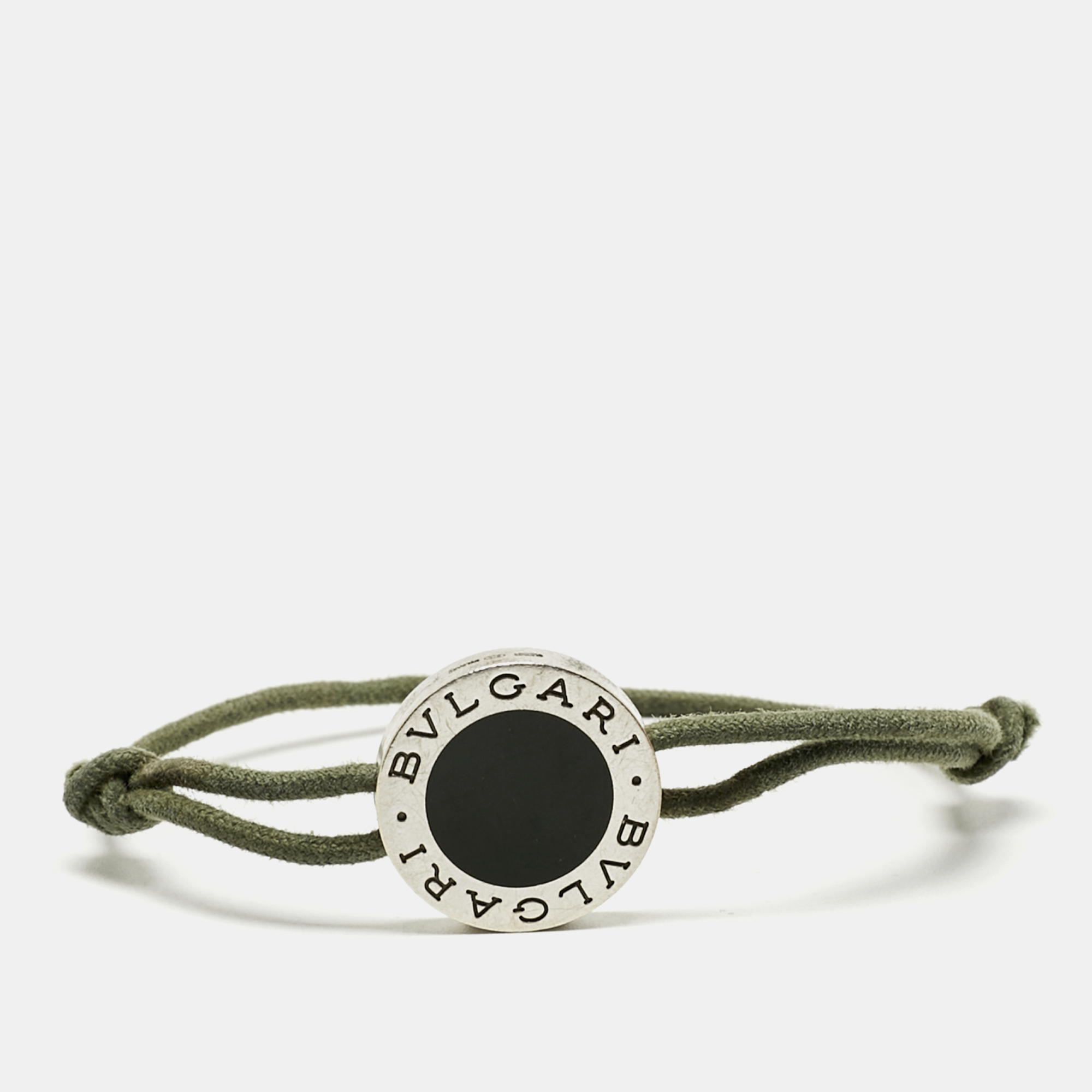 

Bvlgari Green Enamel Sterling Silver Adjustable Cord Bracelet