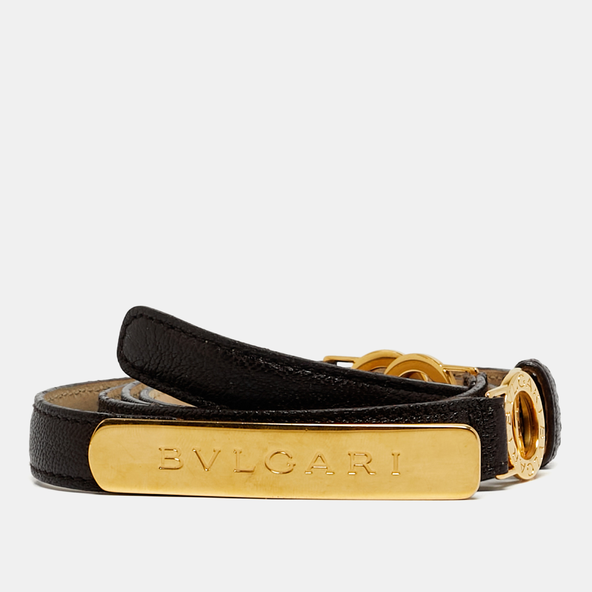 

Bvlgari Double Ring 95CM Dark Brown Leather